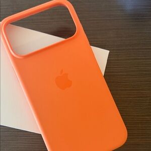 Apple Orange Silicone iPhone 17 pro Case with Apple Logo